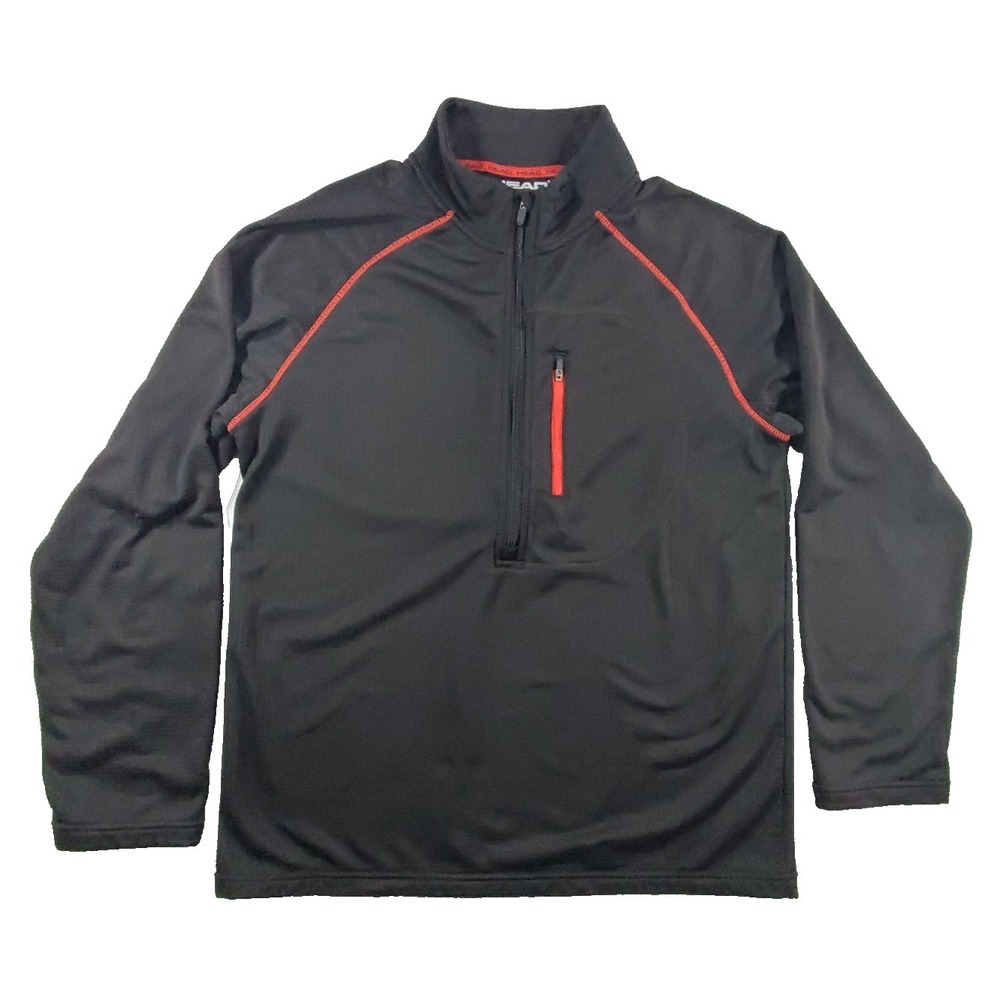 HEAD Mens‎ Large Black Performance Quarter Zip Pullover Athletic Jacket Stretch